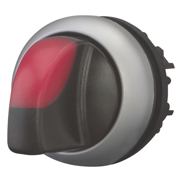 Illuminated selector switch actuator, RMQ-Titan, With thumb-grip, momentary, 3 positions, red, Bezel: titanium image 6