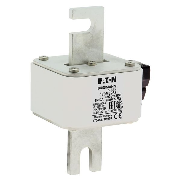 Fuse-link, high speed, 1500 A, AC 690 V, DIN 3, 76 x 92 x 139 mm, aR, DIN, IEC, single indicator image 18