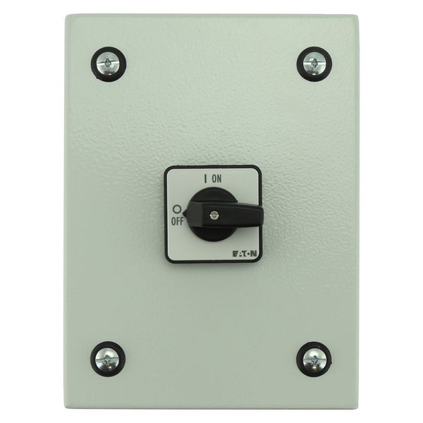 On-Off switch, P1, 40 A, 3 pole + N, surface mounting, with black thumb grip and front plate, in steel enclosure image 7