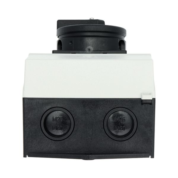Main switch, P1, 25 A, surface mounting, 3 pole, 1 N/O, 1 N/C, STOP function, With black rotary handle and locking ring, Lockable in the 0 (Off) posit image 31