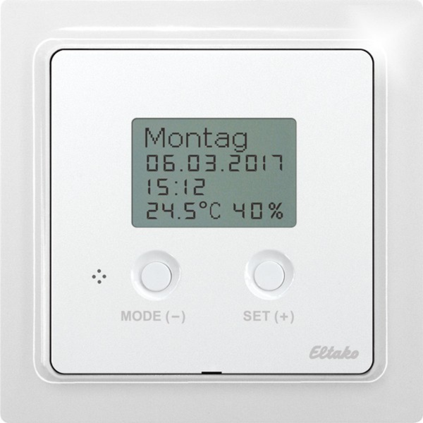 Bus thermo clock/hygrostat with display in E-Design55, polar white mat image 1