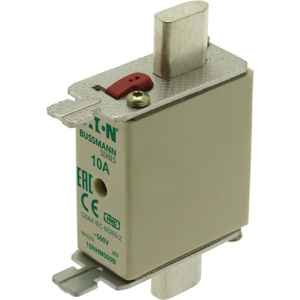 Fuse-link, low voltage, 10 A, AC 500 V, NH000, aM, IEC, dual indicator image 3