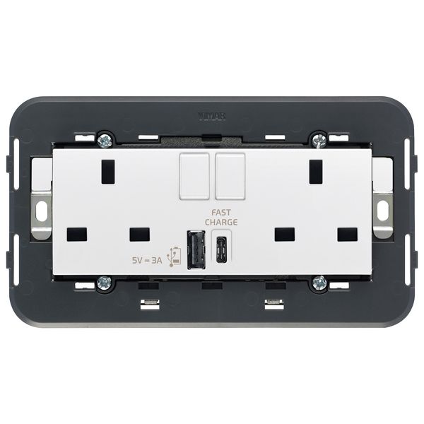 2 2P+E13ABS socket+switch+A/C-USB white image 1