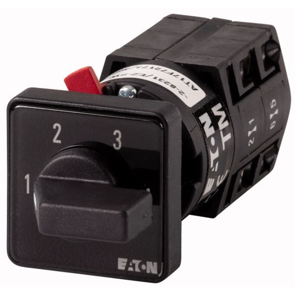 Step switches, TM, 10 A, center mounting, Contacts: 4, with black thumb grip and front plate image 1