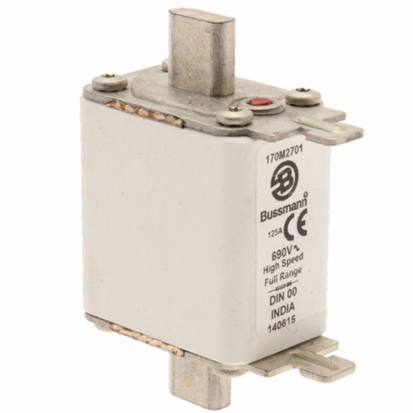 Fuse-link, high speed, 125 A, AC 690 V, DIN 00, 30 x 60 x 79 mm, gR, DIN, IEC, single indicator image 4