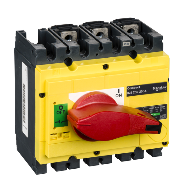 switch disconnector, Compact INS250-200 , 200 A, with red rotary handle and yellow front, 3 poles image 4
