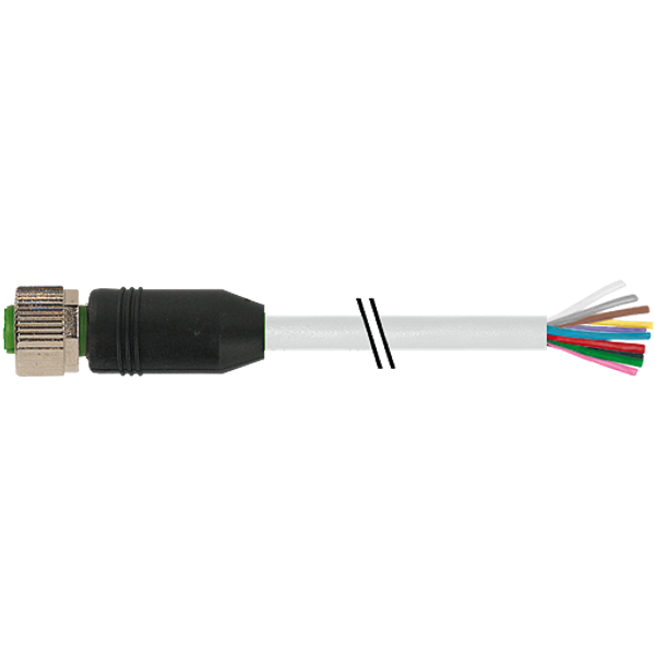M12 female 0° A-cod. with cable PUR 12x0.25 gy UL/CSA+drag ch. 35m image 1