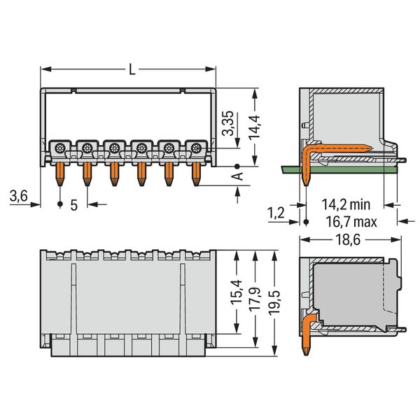 2092-1428 THT male header; 1.4 mm Ø solder pin; angled image 3