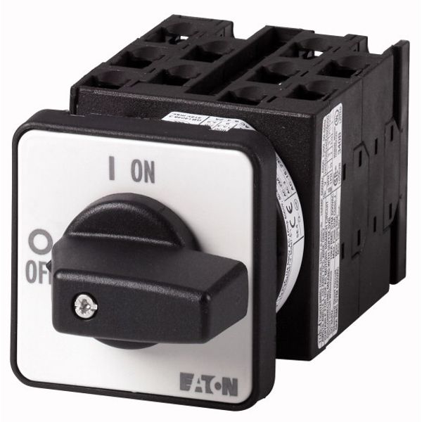 On-Off switch, T0, 20 A, flush mounting, 5 contact unit(s), 10-pole, with black thumb grip and front plate image 1