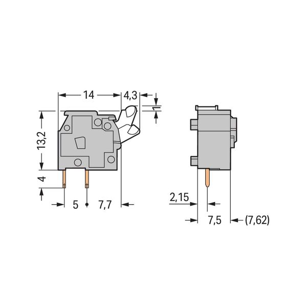 Stackable PCB terminal block push-button 2.5 mm² gray image 2