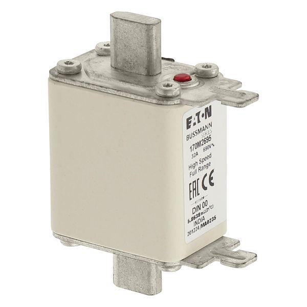 Fuse-link, high speed, 32 A, AC 690 V, DIN 00, 30 x 60 x 79 mm, gR, DIN, IEC, single indicator image 11