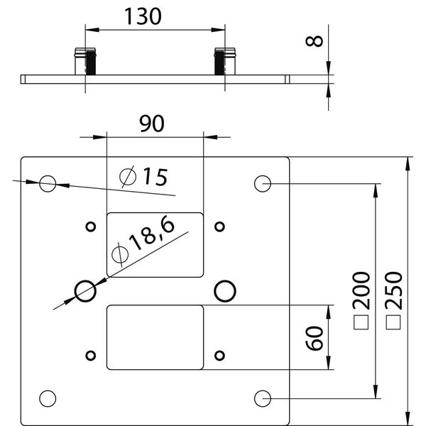 ISS160160BP Floor plate for install. column, industry 250x250x8mm image 2
