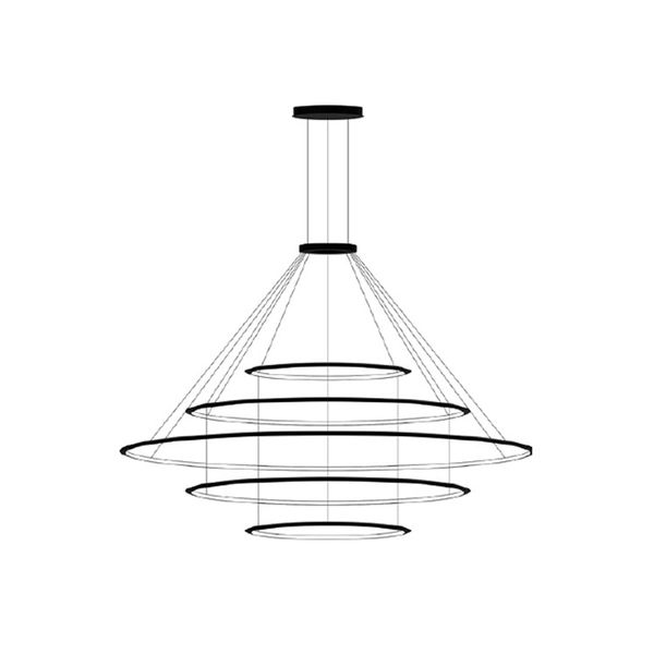 Pendant Circular Outward 5 Rings (ø1200 ø2000 ø3000 ø2000 ø1200) LED 494.6W 23730lm 2700K Black image 1