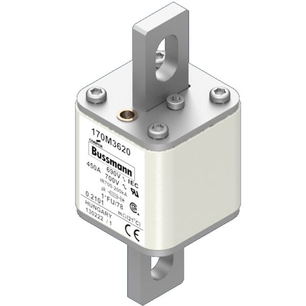 Fuse-link, high speed, 450 A, AC 690 V, compact size 1, 45 x 45 x 110 mm, aR, IEC, UL image 2