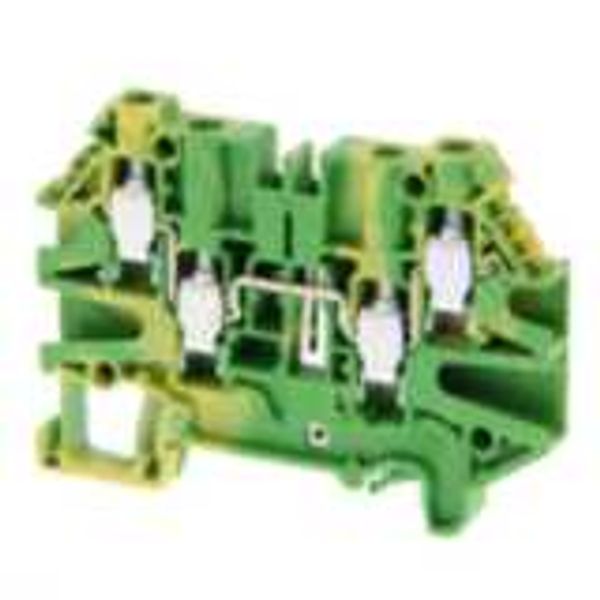 Multi conductor ground DIN rail terminal block with 4 screw connection image 1