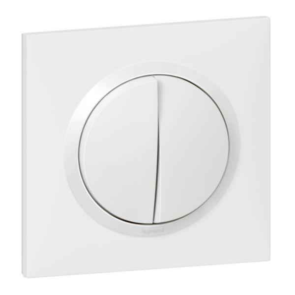 Double or two-way switch dooxie 10AX 250V~ delivered with white square plate image 1