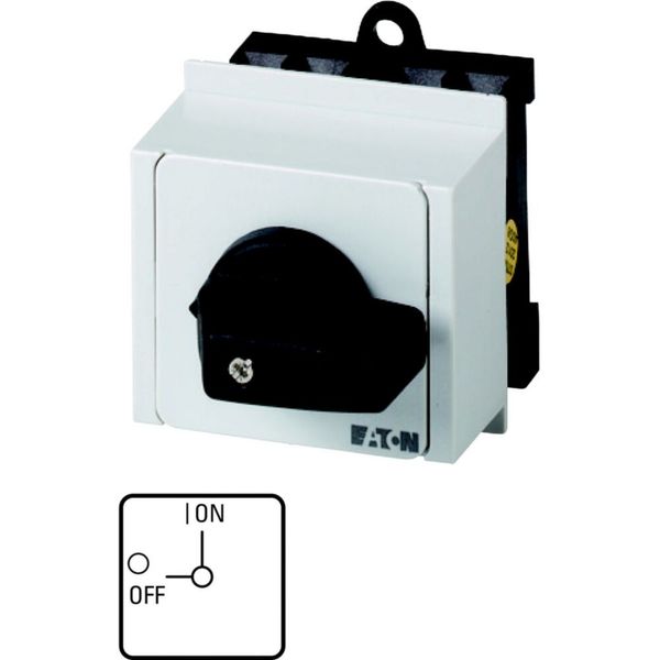 On-Off switch, T0, 20 A, service distribution board mounting, 4 contact unit(s), 6 pole, 1 N/O, 1 N/C, with black thumb grip and front plate image 3