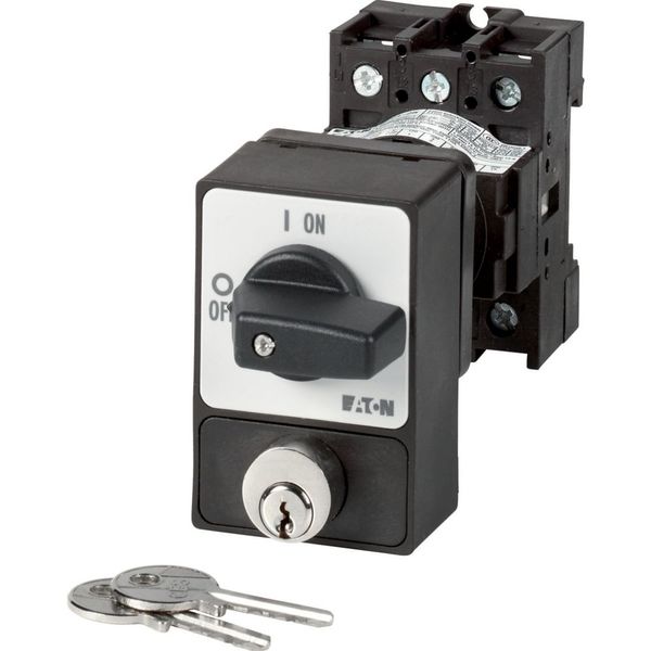 ON-OFF switches, P1, 25 A, rear mounting, 3 pole, with black thumb grip and front plate, Cylinder lock SVA image 4