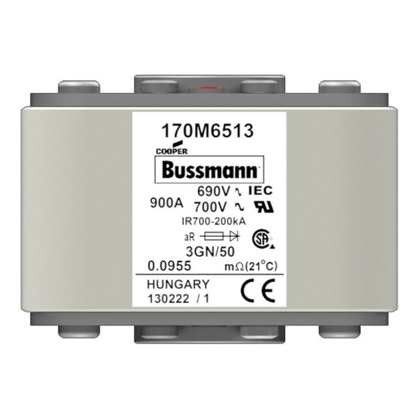 Fuse-link, high speed, 3000 A, AC 200 V, size 3, 76 x 92 x 50 mm, aR, IEC, single indicator image 1