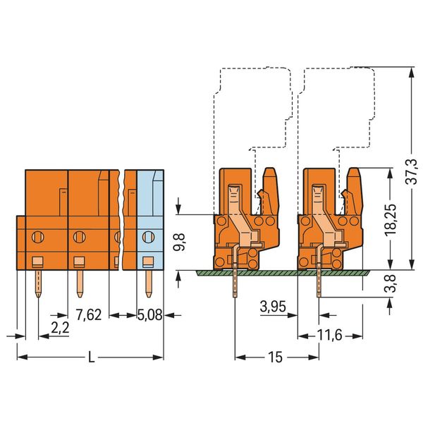 THT female header straight Pin spacing 7.62 mm orange image 2