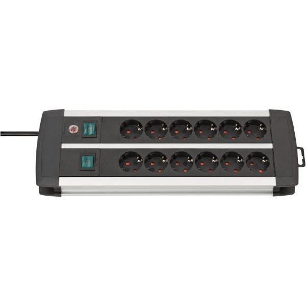 Premium-Alu-Line Technics extension lead 12-way Duo black 3m H05VV-F 3G1.5 with every 6 sockets switched image 1
