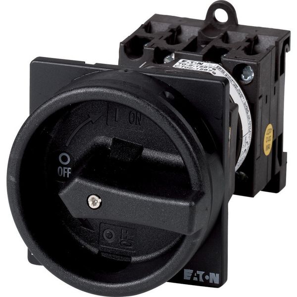 Main switch, T0, 20 A, rear mounting, 2 contact unit(s), 3 pole, STOP function, With black rotary handle and locking ring, Lockable in the 0 (Off) pos image 2