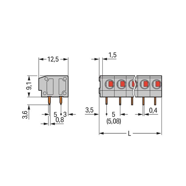 PCB terminal block 2.5 mm² Pin spacing 5/5.08 mm gray image 3