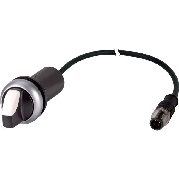 Changeover switch, With thumb-grip, momentary, 1 N/O, Cable (black) with M12A plug, 4 pole, 1 m, 2 positions, Bezel: titanium image 3