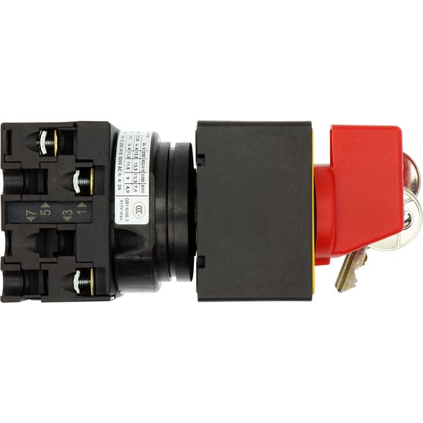 Panic switches, T0, 20 A, flush mounting, 3 pole, with red thumb grip and yellow front plate, Cylinder lock SVA image 26