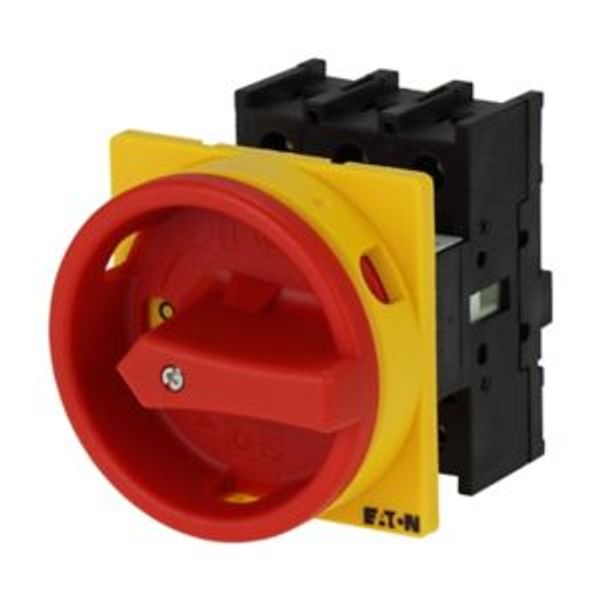 On-Off switch, P1, 40 A, flush mounting, 3 pole, Emergency switching off function, With red rotary handle and yellow locking ring, Lockable in the 0 ( image 4