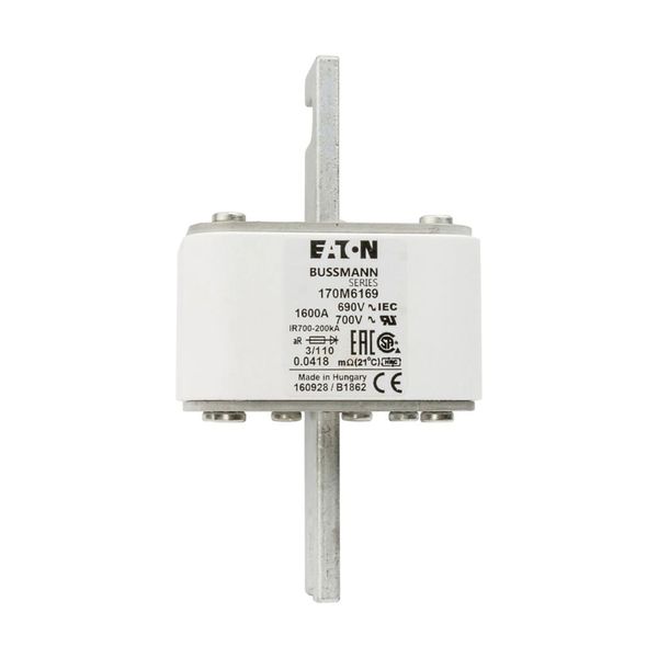 Fuse-link, high speed, 1600 A, AC 690 V, DIN 3, 76 x 90 x 139 mm, aR, DIN, IEC, single indicator image 9