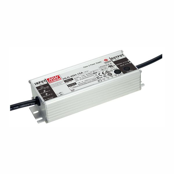 HLG-40H-24A LED driver, IP65 40W, 24V, 1.67A CV+CC, MEAN WELL image 1