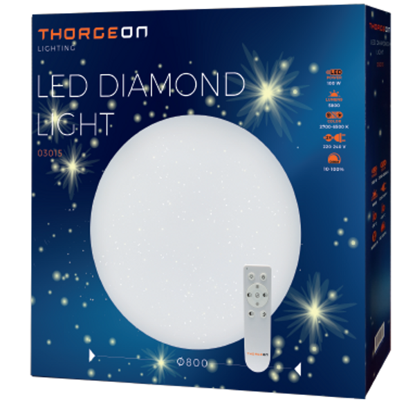 LED Ceiling Light 100W 5800Lm 2700-6500K IP20 RA80 Size D800*H150mm THORGEON image 2