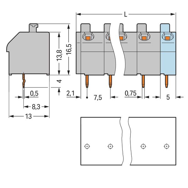 PCB terminal block push-button 1.5 mm² blue image 2