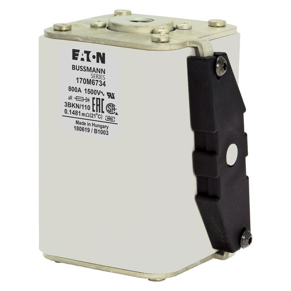 Fuse-link, high speed, 800 A, AC 1500 V, size 3, 74 x 96 x 112 mm, aR, IEC, single indicator image 12