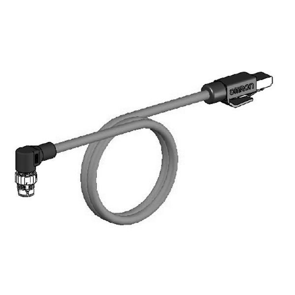 Ethernet Cat.5 cable, PVC, M12 right-angle plug/RJ45, 0.3 m image 2