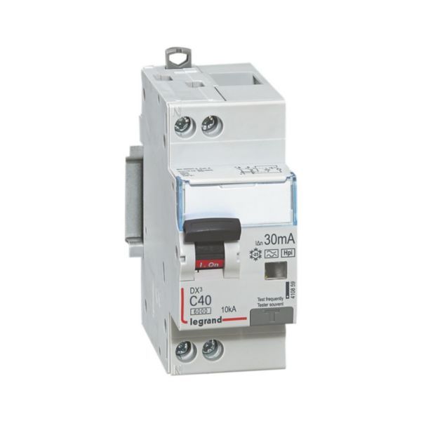 Monoblock differential circuit breaker DX³6000 10kA high inlet and low outlet U+N screw 230V~ - 40A - typeF 30mA image 1