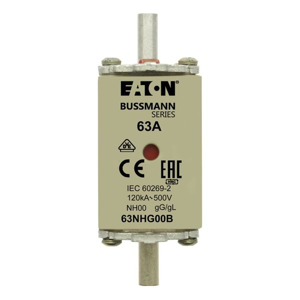 Fuse-link, low voltage, 63 A, AC 500 V, NH00, gL/gG, IEC, dual indicator image 17
