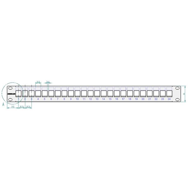 Patchpanel 19" empty for 24 modules (SFA)(SFB), 1U, RAL9005 image 1