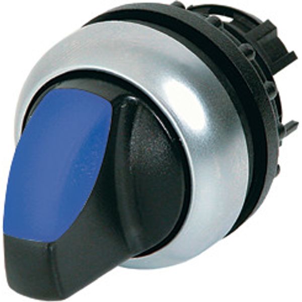 Illuminated selector switch actuator, RMQ-Titan, With thumb-grip, maintained, 3 positions, Blue, Bezel: titanium image 1