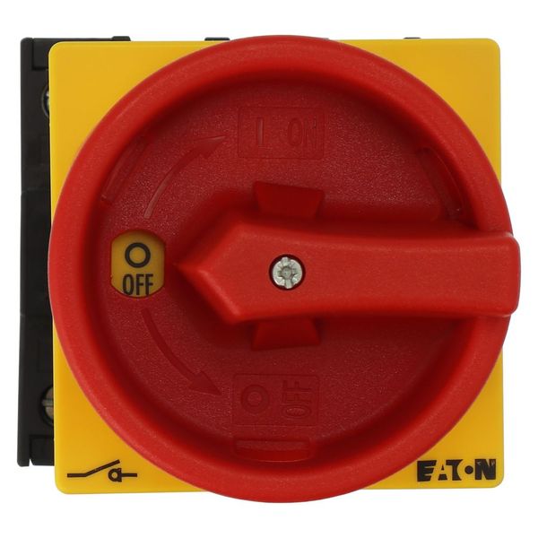 Main switch, P1, 40 A, rear mounting, 3 pole + N, Emergency switching off function, With red rotary handle and yellow locking ring, Lockable in the 0 image 7
