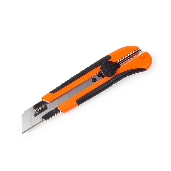 Reinforced utility knife with a ruberized handle, a screw lock, a magnet and a segmented blade 25 mm image 1