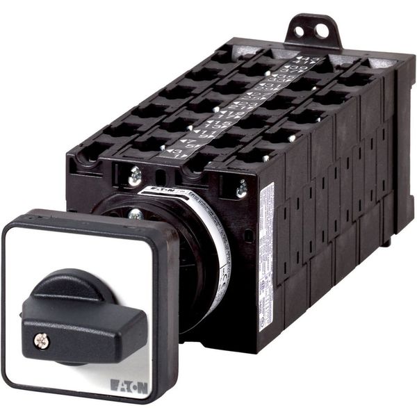 On-Off switch, T3, 32 A, rear mounting, 11 contact unit(s), 22-pole, with black thumb grip and front plate image 2