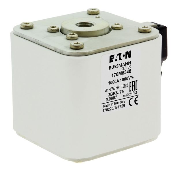 Fuse-link, high speed, 1000 A, AC 1000 V, size 3, 76 x 92 x 76 mm, aR, IEC, UL, type K indicator, flush end, M12 image 19