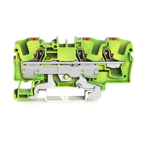 3-conductor ground terminal block with push-button 6 mm² green-yellow image 1