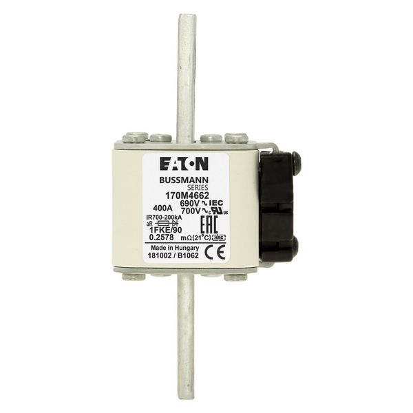 Fuse-link, high speed, 400 A, AC 690 V, size 1, 53 x 69 x 136 mm, aR, IEC, UL, type K indicator, 90 mm centers image 21