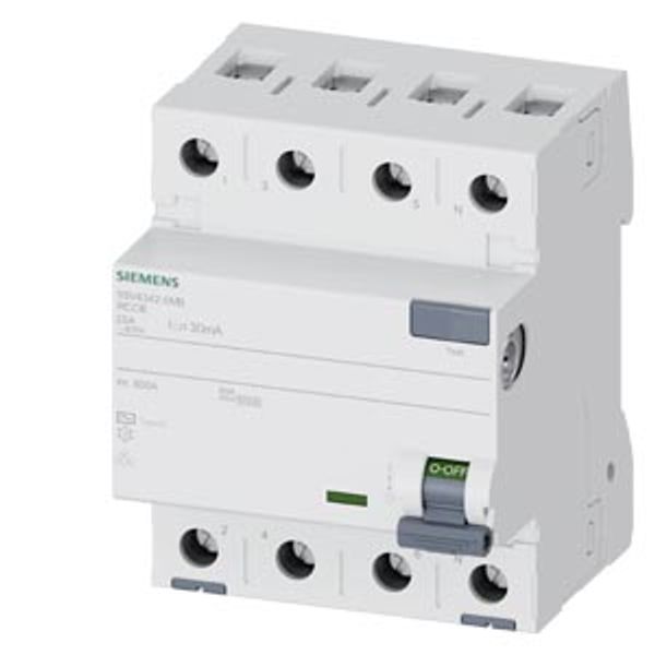 residual current operated circuit breaker; 4-pole; type AC; In: 25 A; 30 mA; Un AC: 400 V; 60 Hz; .... 5SV4342-0MB image 1