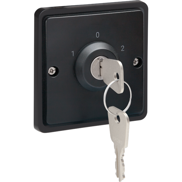 Splashproof key switch 10 A with screw terminals, black image 2