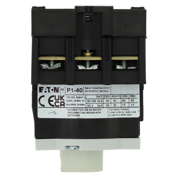 On-Off switch, P1, 40 A, rear mounting, 3 pole, Without metal shaft image 30