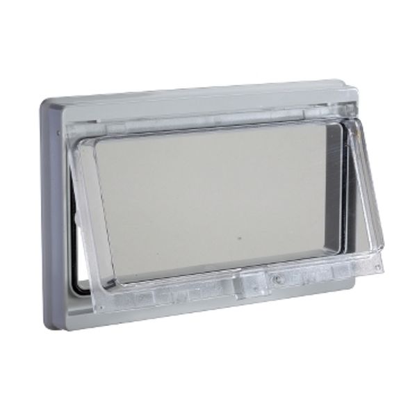 Plastic window with hinged transparent cover, L78xW180mm. image 2